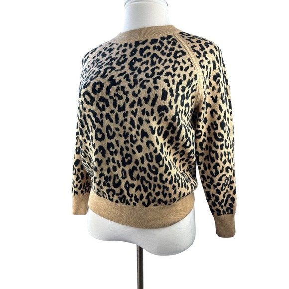J. Crew Boyfriend Crewneck Sweater Leopard Print Re-Imagined Wool AK037 Small - Picture 2 of 14